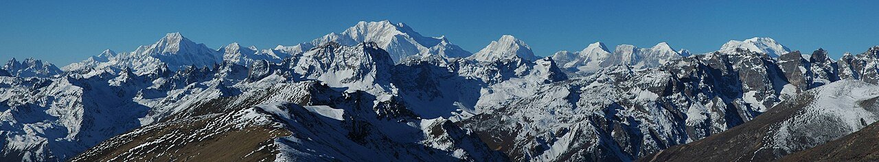 The Kangchenjunga range of the Himalaya, seen from Sikkim