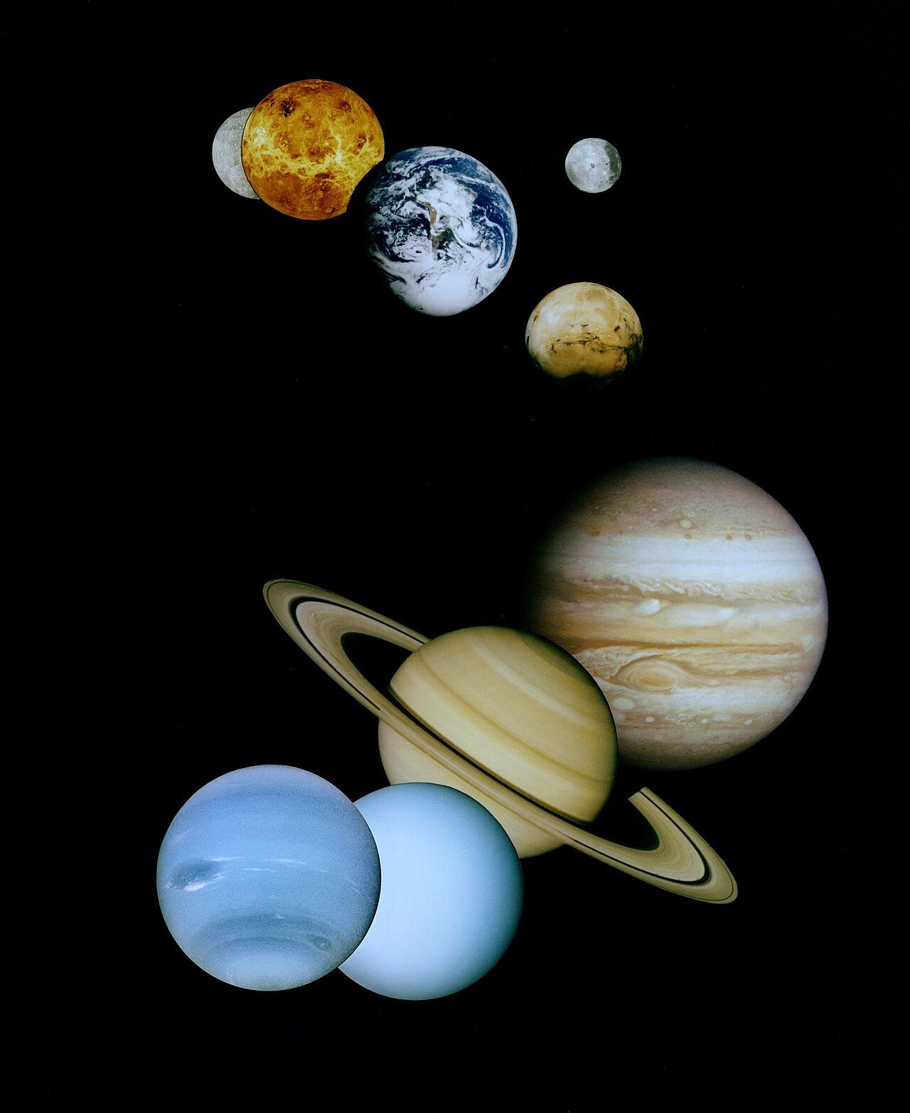 The Sun and the planets, photographed by spacecraft